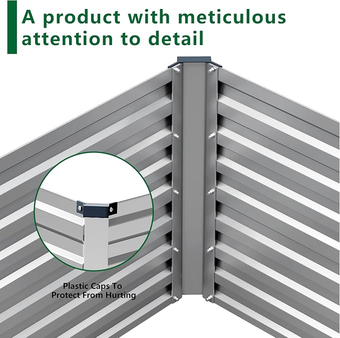 8x4x2FT Galvanized Raised Garden Bed Kit, Vegetable Plant Boxes-Rectangle Metal - Image 4