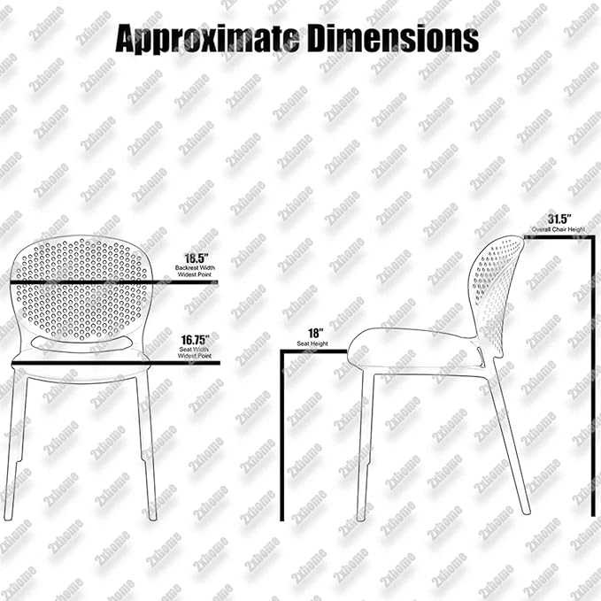 2xhome Set of 2 Patio Dining Chairs | Modern Stackable Outdoor Pool Side Chair - Image 3