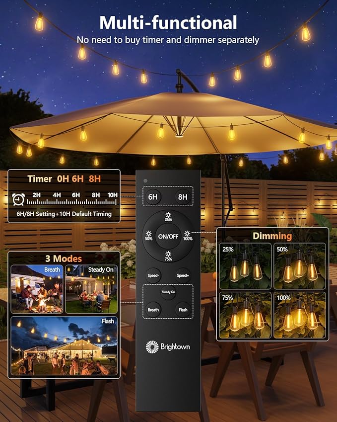 Brightown 37FT Solar String Lights Outdoor Waterproof - Image 7