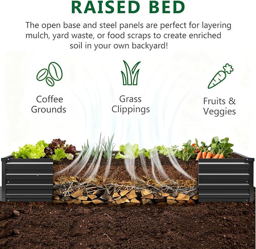2 Pack 6x3x1FT Galvanized Raised Garden Bed Kit, Outdoor Metal Planter Box - Image 2
