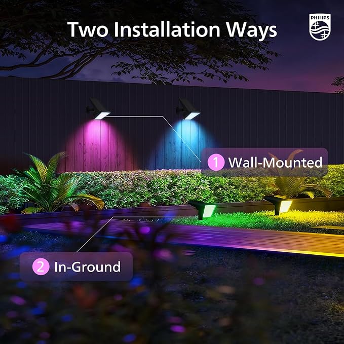 Philips 6 Packs Solar RGBW Spot Lights Outdoor, 18 LED Solar Powered Landscape - Image 6