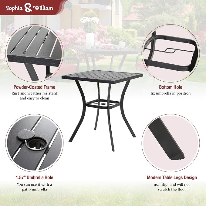 Sophia & William Patio Bar Set 3 Pieces Outdoor Bistro Bar Set - Image 4