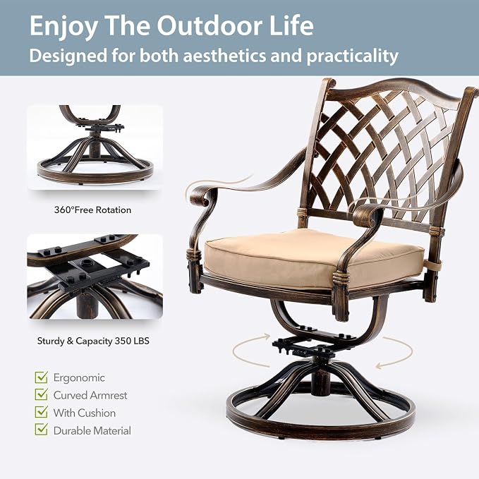 9-Piece Cast Aluminum Patio Furniture, Outdoor Dining Sets - Image 7