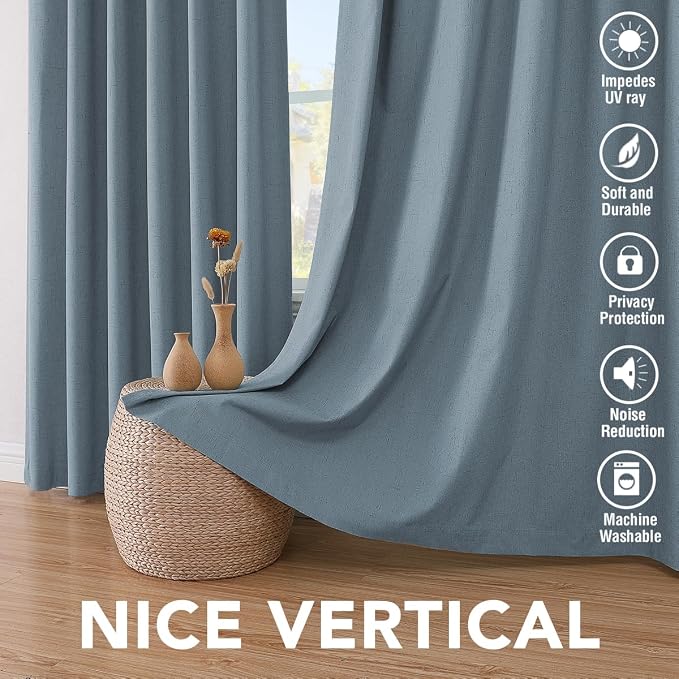 H.VERSAILTEX Linen Blackout Curtains 63 Inches Long 100% Blackout Thermal - Image 7