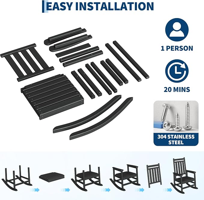 HDPE Rocking Chair Outdoor Set of 2 - Image 5