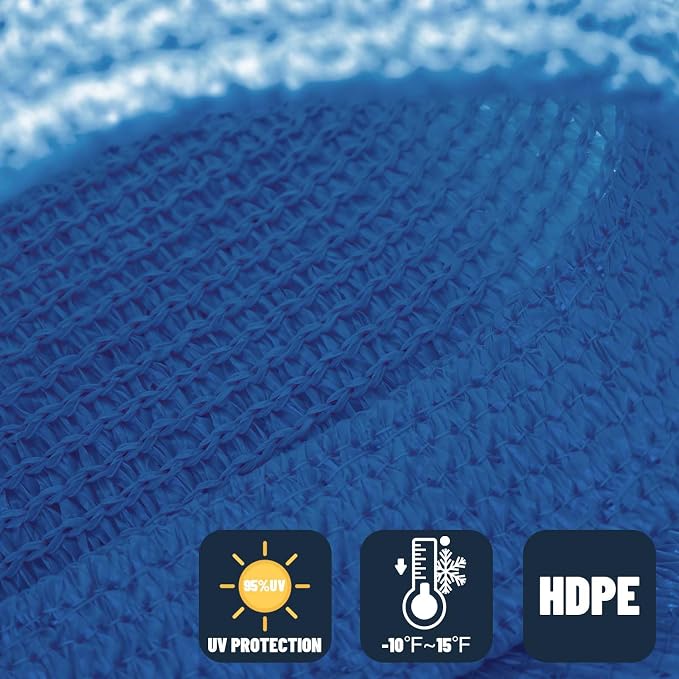 SUNNY GUARD Sun Shade Sail 7' X 13' Rectangle Blue UV Block Sunshade - Image 4