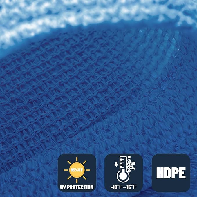 SUNNY GUARD Sun Shade Sail 8' x 10' Rectangle Blue UV Block Sunshade - Image 4