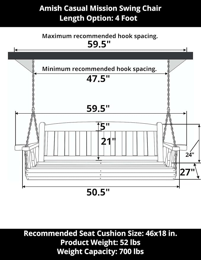 Amish Heavy Duty 800 Lb Mission Treated Porch Swing - Image 2