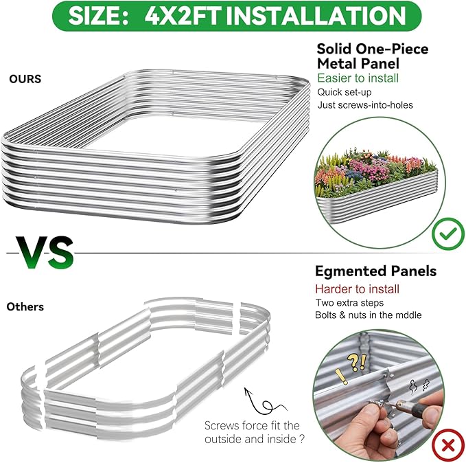 3 Pack Raised Beds for Gardening, Corrugated Galvanized Steel Raised Garden Bed - Image 2