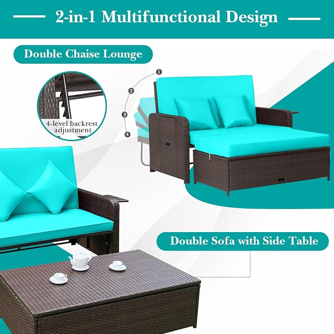 RELAX4LIFE Wicker Patio Outdoor Daybed - Image 3