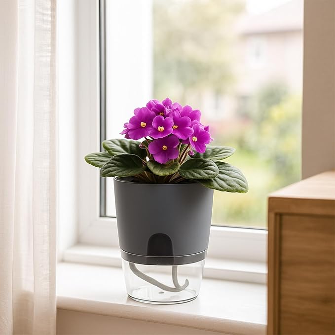 3 Pack Self Watering Pots for Indoor Plants, PlanterHoma 6 Inch Plant Pot - Image 4