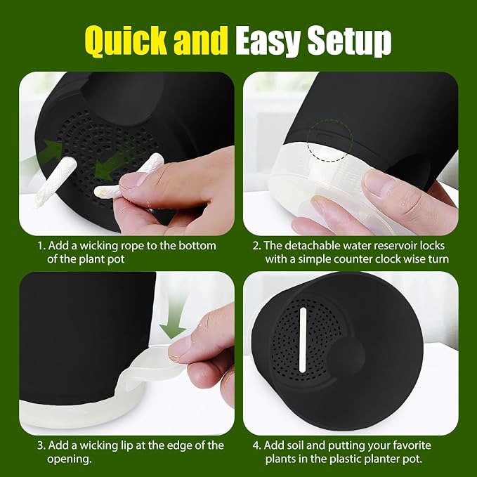 Plant Pots 4/5/5.5/6/6.5/7/8 Inch Self Watering Pots, 7 Pack Plastic Planters - Image 3