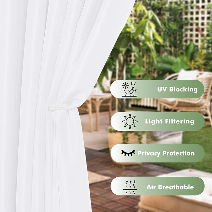 HolidayIdeas Outdoor Curtains for Patio Waterproof, 8 Panels - Image 3