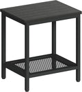 Outdoor Side Table with Storage, 2-Tier Patio End Tables Weather Resistant by Wehaveahome