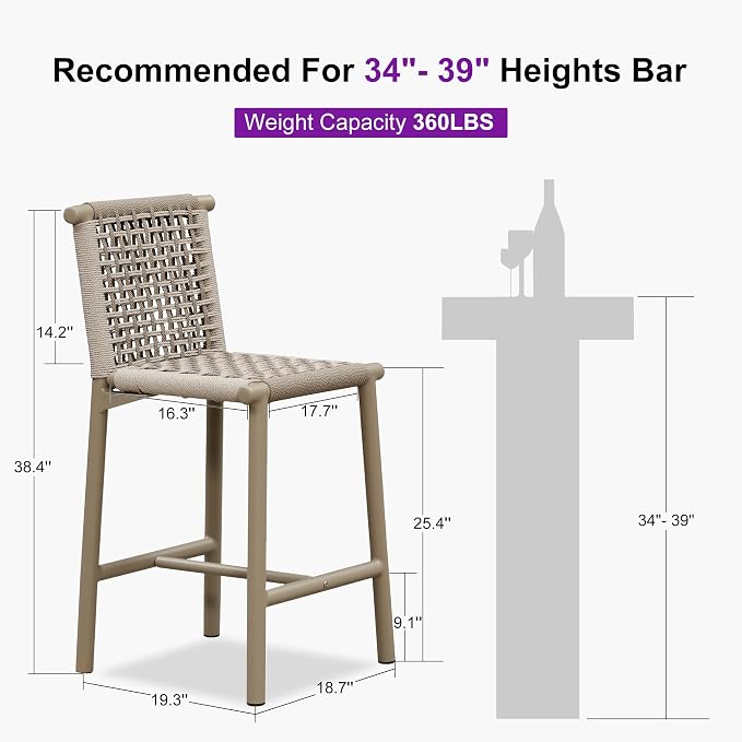 PURPLE LEAF Counter Height Stools Set of 2 - Image 2