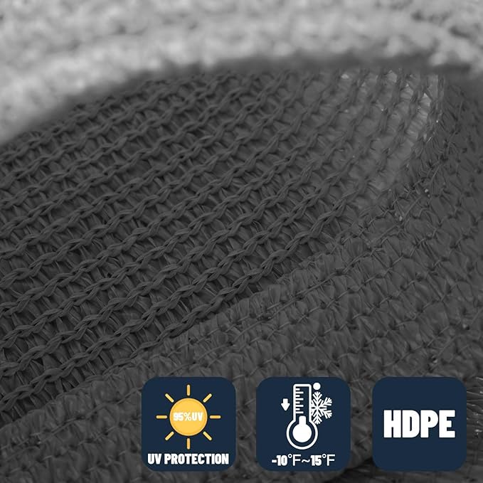 SUNNY GUARD Custom Size 7'x12' Dark Grey Sun Shade Sail Rectangle UV Block Shade - Image 4