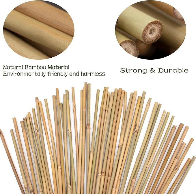 50PCS Plant Stakes, 16 Inch Natural Bamboo Stakes, Garden Stakes - Image 3