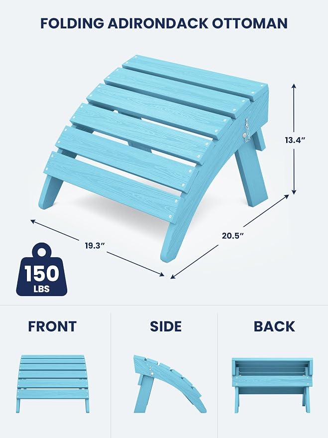 KINGYES Folding Adirondack Ottoman - Image 3