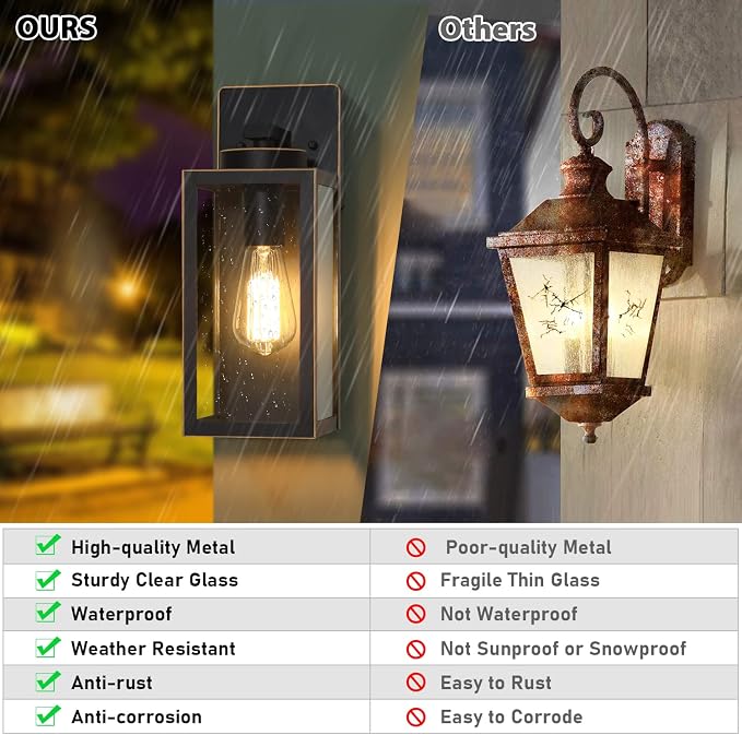Outdoor Wall Light Fixtures, Exterior Waterproof Wall Lanterns, Bronze Porch - Image 4