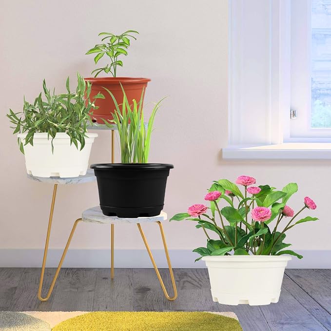 5 Pack 8.5 inch Plant Pot, Outdoor Flower Pots, Plastic pots - Image 6