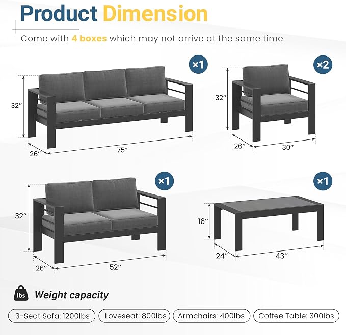 Wisteria Lane Aluminum Patio Furniture Set - Image 2