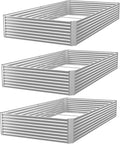 3 Pack 6x3FT Corrugated Galvanized Steel Raised Garden Bed Outdoor, Metal Above by CATMANOR