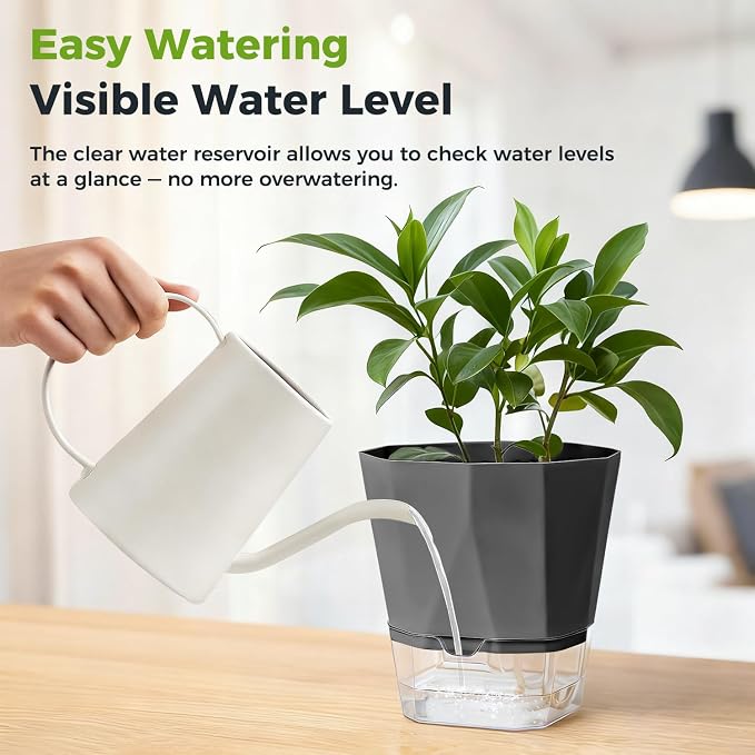 5 Pack Self Watering Pots for Indoor Plants, 5/6.7/8.4 in Self Watering - Image 9