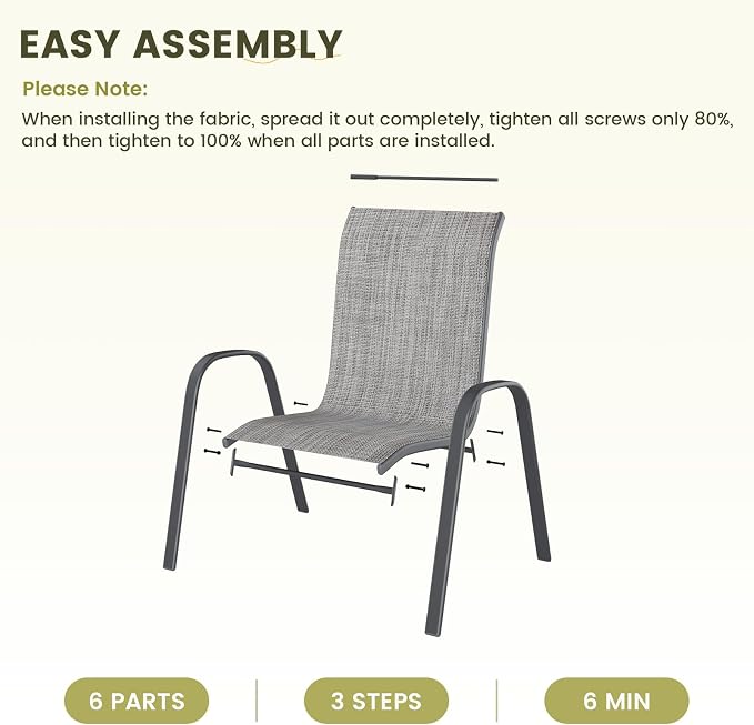 UDPATIO Patio Chairs Set of 8, Stackable Outdoor Dining Chairs - Image 8