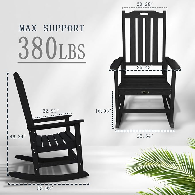 Oversized Rocking Chair Set of 4, Outdoor Rocking Chair - Image 3