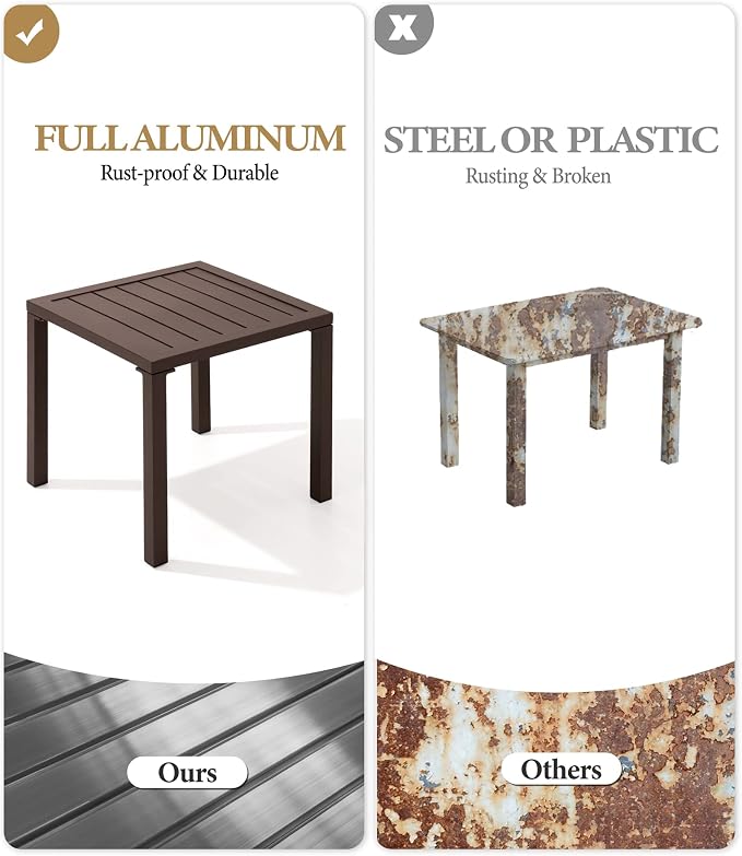 Crestlive Products Aluminum Outdoor Side Table, Pool Lounge Chair Side Table - Image 4