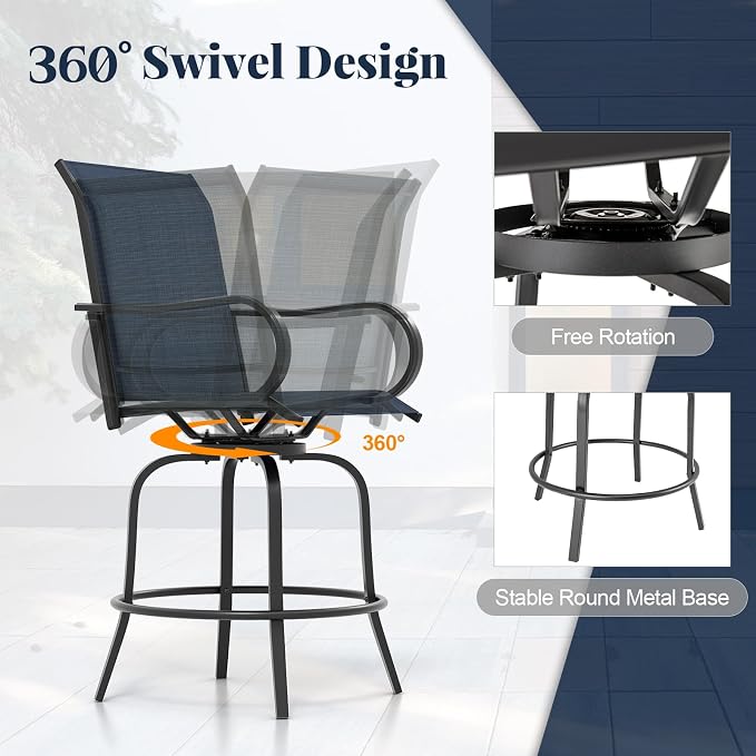 Giantex Set of 4 Swivel Outdoor Bar Stools, All-Weather Bar Height Patio Chairs - Image 4