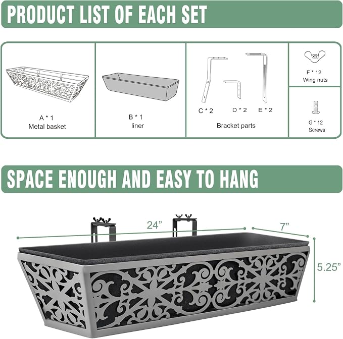 2 Pack 24 Inch Window Boxes Planter - Image 7