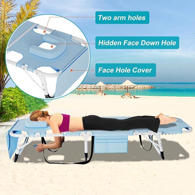 ABORON Oversized Folding Sun Tanning Chair, 3 in 1 Heavy Duty Chaise Lounge - Image 4