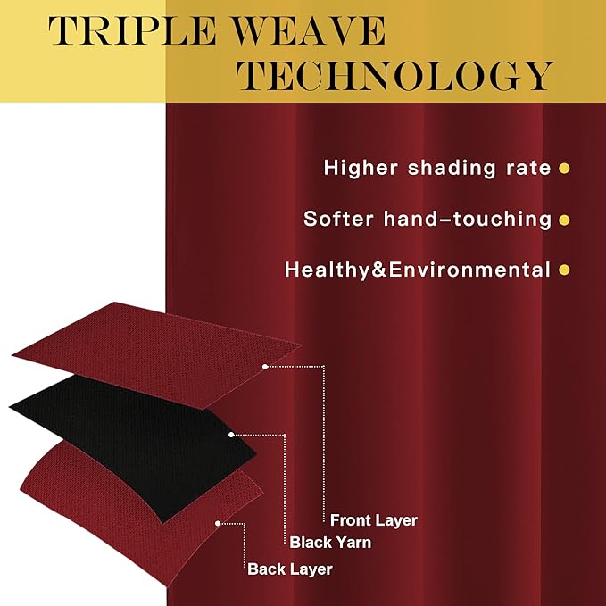 NICETOWN Burgundy Curtains for Living Room - Image 5