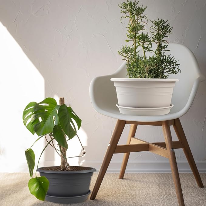6 Pack 10 inch Plant Pot, Round Plastic Plant Pots, Outdoor Pots - Image 6