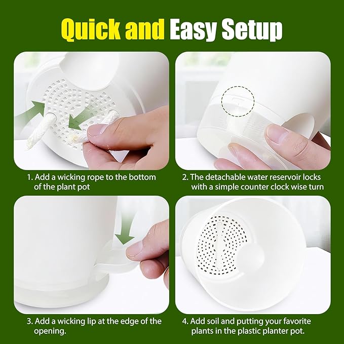 Plant Pots 8 Inch Self Watering Pots, 2 Pack Plastic Planters - Image 3