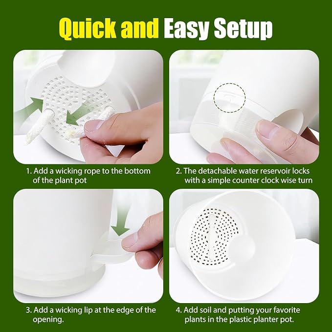 Plant Pots 4/5/5.5/6/6.5/7/8 Inch Self Watering Pots, 7 Pack Plastic Planters - Image 3