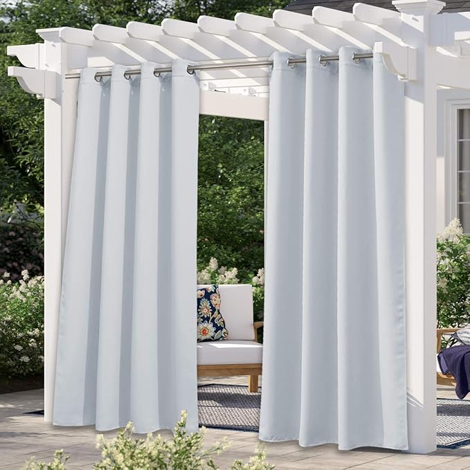 NICETOWN White Outdoor Curtain for Patio, Waterproof Fabric for Bathroom by NICETOWN