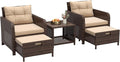 LHBcraft Outdoor Furniture 5 Piece Patio Conversation Set, PE Rattan Patio Set by LHBcraft-US
