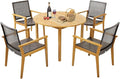 Tangkula 5 Pieces Patio Dining Set, 4 Patio Wicker Armchairs and Round Acacia by TANGKULA