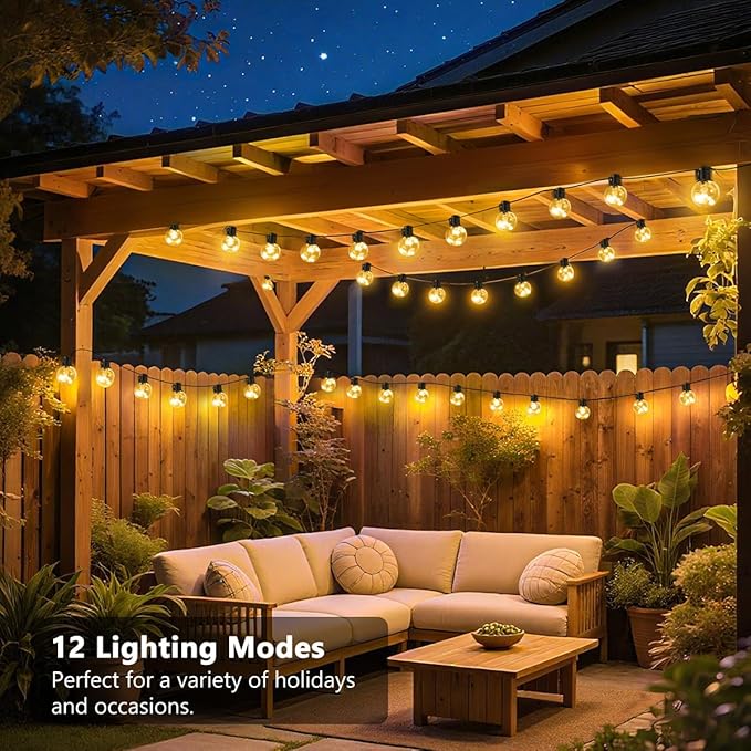 Outdoor String Lights Battery Powered, 22ft 20 LED Bulbs Hanging Patio Lights - Image 3
