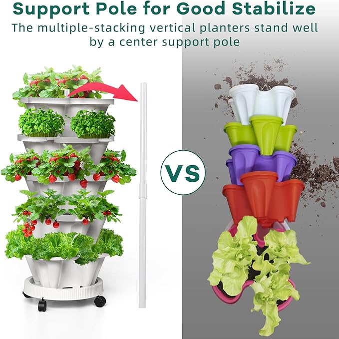 Strawberry Vertical Planters 2 Pack, 5 Tiered Stacking Tower Garden - Image 4