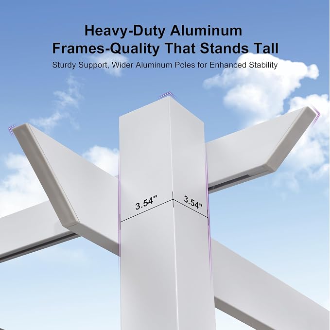 PURPLE LEAF 10' x 10' Aluminum Outdoor Pergola White Wind-Resistant Retractable - Image 7