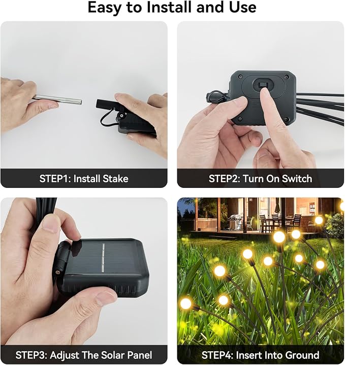 Solar Garden Lights Outdoor Waterproof, 4 Pack 32 LED Swaying Light Firefly - Image 5