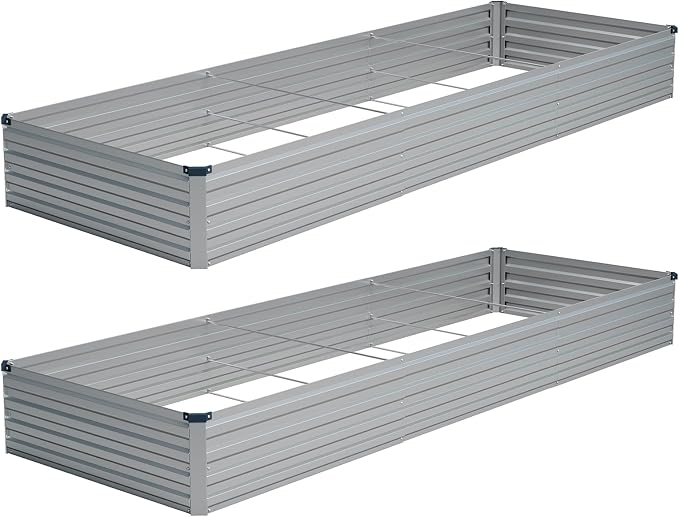 Vengarus 2 Pack 12x4x1FT Galvanized Raised Garden Bed Kit, Outdoor Metal by Vengarus