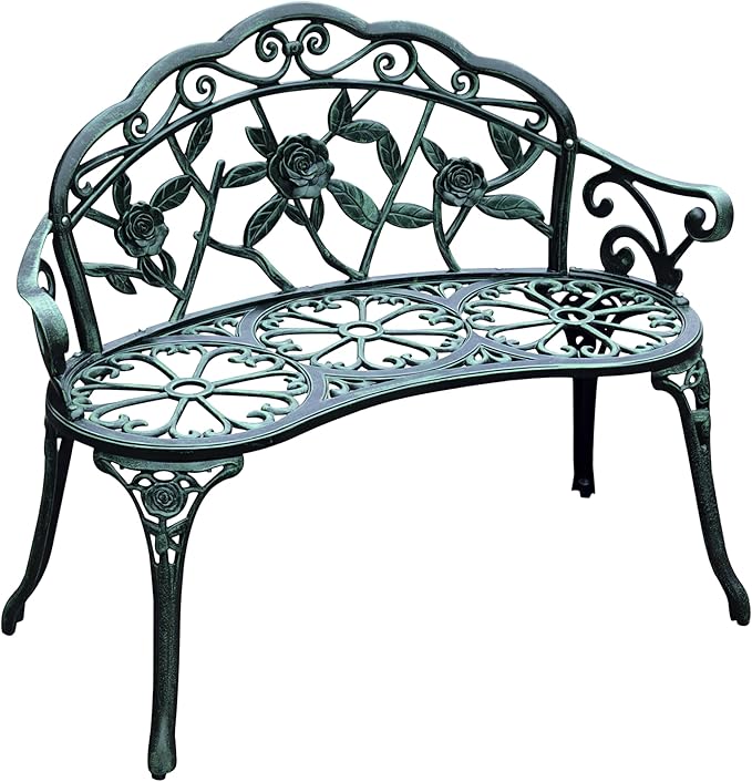 Outsunny Outdoor Bench, Cast Aluminum Outdoor Furniture, Metal Bench by Outsunny