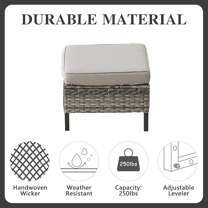 Belord 7 Piece Outdoor Furniture Patio Wicker Sofa Set, Oversize Outdoor Swivel - Image 9