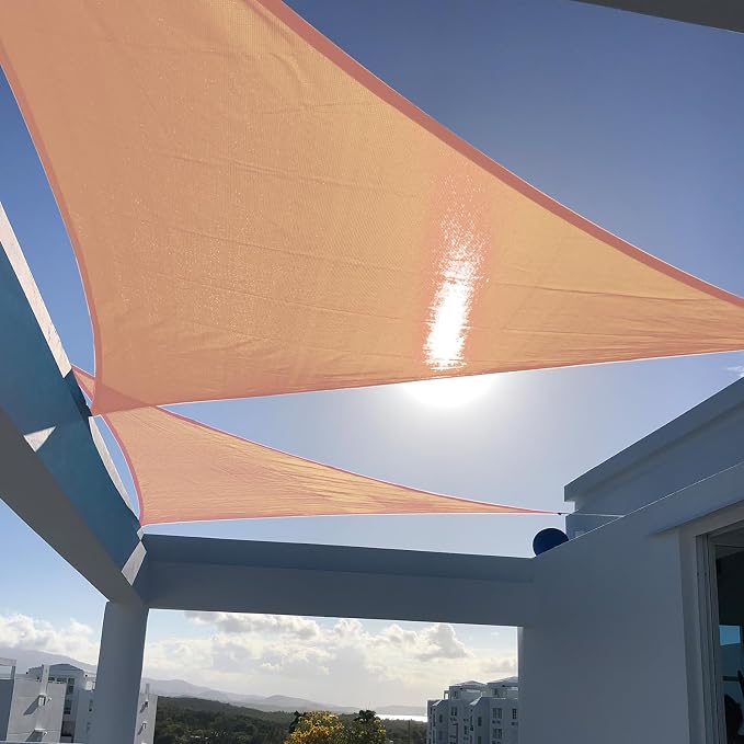 SUNNY GUARD Custom Size 9'x18'x20.1'Peach Fuzz Sun Shade Sail Right Triangle UV by SUNNYGUARD