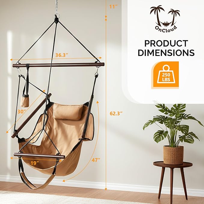 ONCLOUD Upgraded Unique Hammock Sky Chair, Air Deluxe Hanging Swing Seat - Image 6