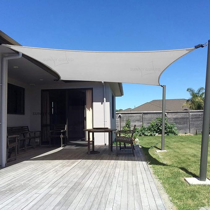 SUNNY GUARD Sun Shade Sail 7' X 13' Rectangle Silver Grey UV Block Sunshade by SUNNYGUARD
